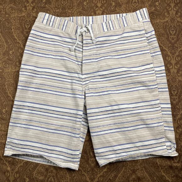 Levi's Shorts Mens 36 White Stripe ButtonFly Draw String Chino Pocket Swim Denim - Picture 1 of 10